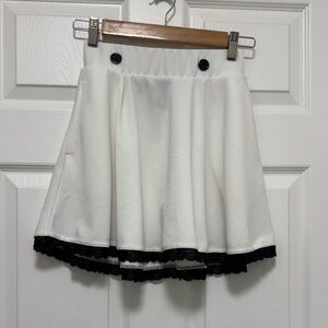 White Skirt with Black Lace Trim